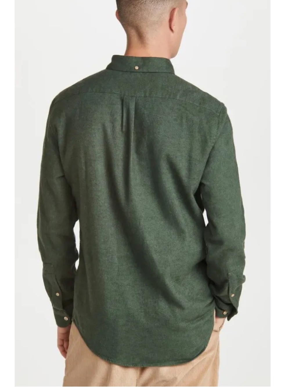 Portuguese Flannel Teca Brushed Flannel Button Down Shirt - Moss Green - Picture 2 of 7